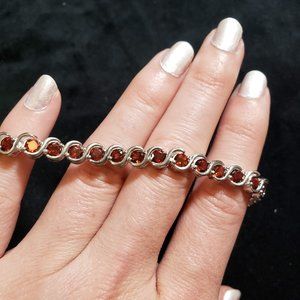 .925 Sterling Diamonique Ruby Tennis Bracelet 7.5